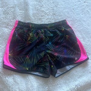 Xersion Quick-Dri Lined Running Shorts Drawstring Black Pink Size Girls L 14